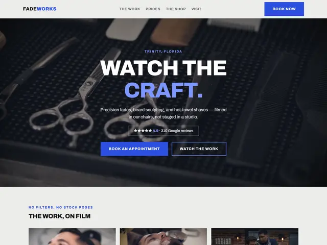 Fadeworks Barber Studio demo — modern barbershop with video